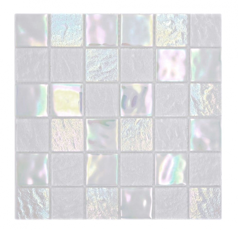 Échantillon manuel de mosaïque de verre carreau de mosaïque medio flip flop irisé blanc multicolore MOS66-S10-48_m