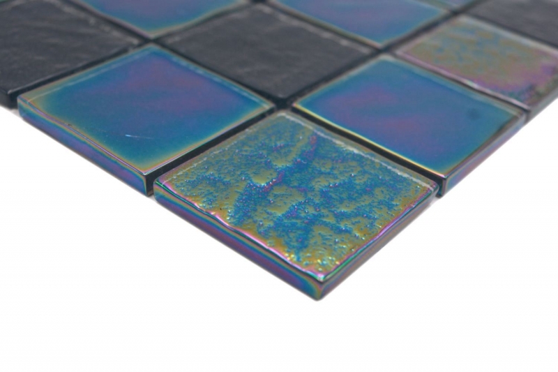 échantillon manuel mosaïque de verre carreau de mosaïque medio flip flop irisé noir multicolore MOS66-S65-48_m