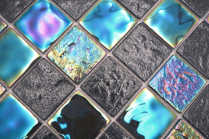 échantillon manuel mosaïque de verre carreau de mosaïque medio flip flop irisé noir multicolore MOS66-S65-48_m