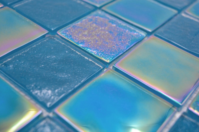 Échantillon manuel mosaïque de verre carreau de mosaïque medio flip flop irisé noir saphir multicolore MOS66-S63-48_m