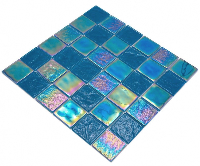 Échantillon manuel mosaïque de verre carreau de mosaïque medio flip flop irisé noir saphir multicolore MOS66-S63-48_m