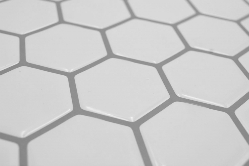 Échantillon manuel Film mosaïque autocollant vinyle aspect hexagonal blanc MOS200-H01_m
