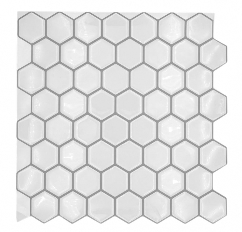 Échantillon manuel Film mosaïque autocollant vinyle aspect hexagonal blanc MOS200-H01_m
