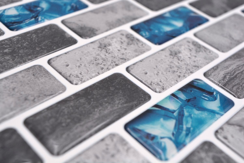 Échantillon manuel Film mosaïque autocollant vinyle rectangle composite gris bleu changeant MOS200-MS8_m