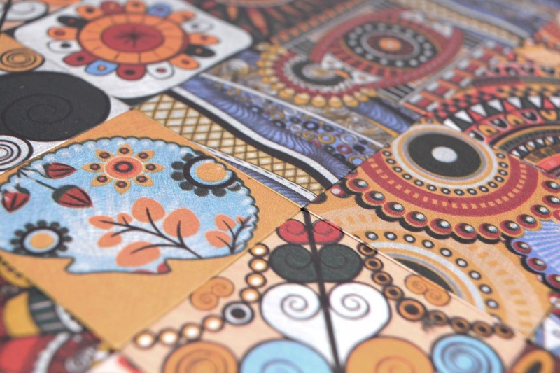 Motif à main Tapis de mosaïque autocollant Métal Rétro Mandala Tapis de motif Afrikaans Ornament MOS200-U01_m