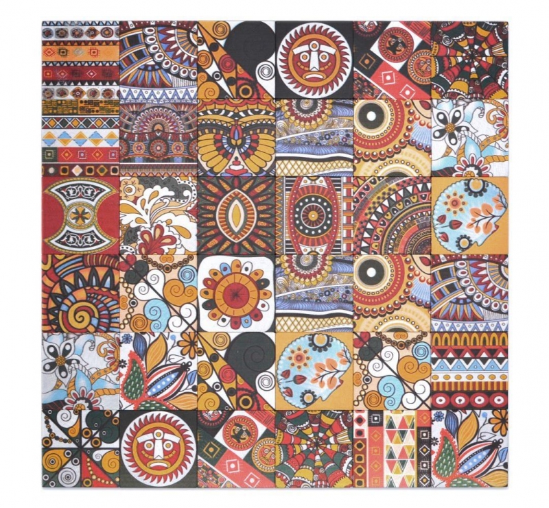 Motif à main Tapis de mosaïque autocollant Métal Rétro Mandala Tapis de motif Afrikaans Ornament MOS200-U01_m