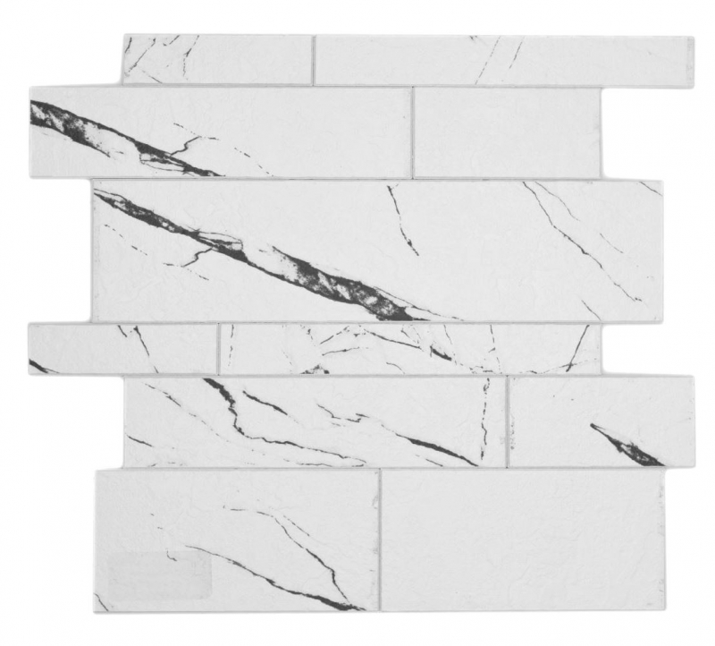 Échantillon manuel Tapis de mosaïque autocollant Vinyle aspect pierre blanc noir gris Carrara Rectangulaire MOS200-SP02_m