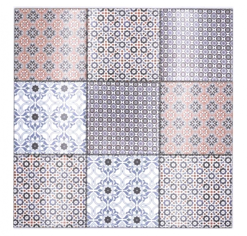Motif à main Tapis de mosaïque autocollant vinyle rétro style maison de campagne MOS200-S1404_m