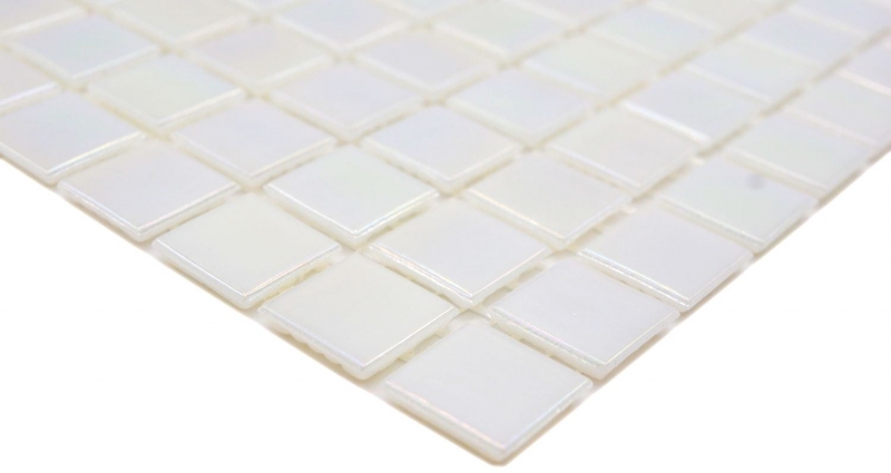 Motif manuel Mosaïque de verre Iridium Blanc Couleur Flip Flop MOS240-WA02-P_m