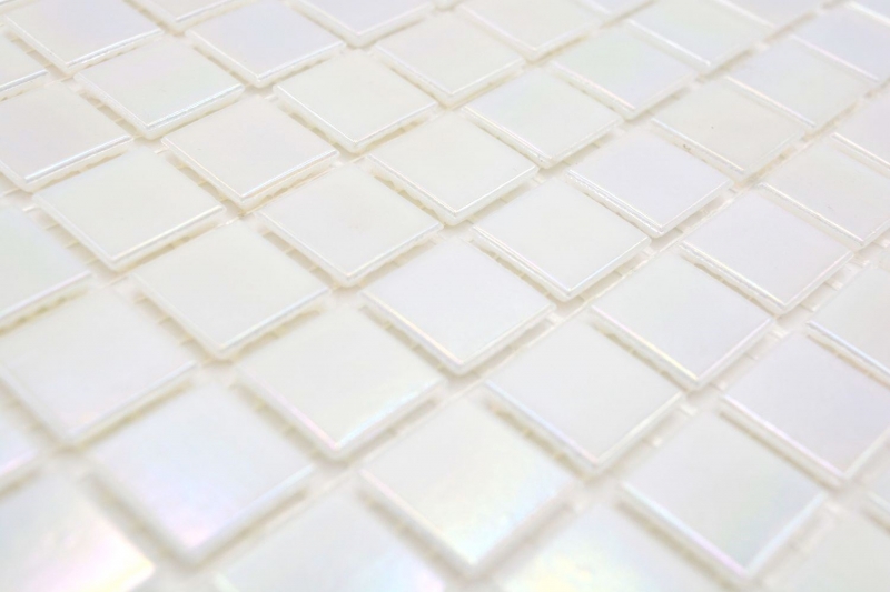Motif manuel Mosaïque de verre Iridium Blanc Couleur Flip Flop MOS240-WA02-P_m