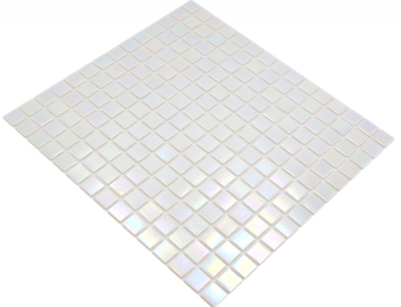 Motif manuel Mosaïque de verre Iridium Blanc Couleur Flip Flop MOS240-WA02-P_m