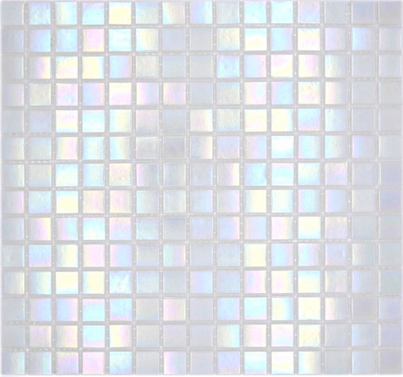 Motif manuel Mosaïque de verre Iridium Blanc Couleur Flip Flop MOS240-WA02-P_m