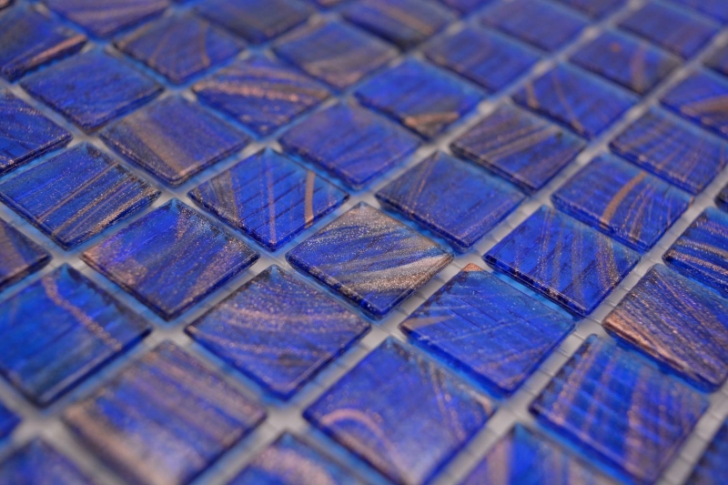 Motif main Mosaïque de verre Bleu Bleu signal Cuivre changeant MOS230-G17_m