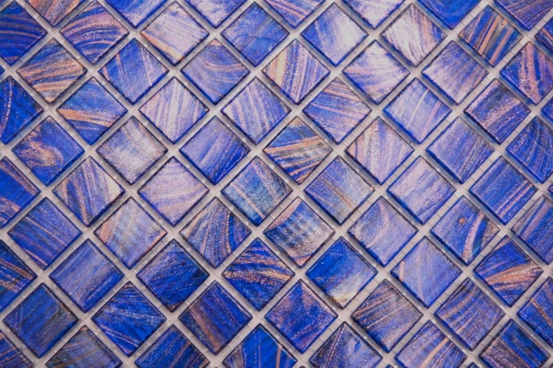 Motif main Mosaïque de verre Bleu Bleu signal Cuivre changeant MOS230-G17_m