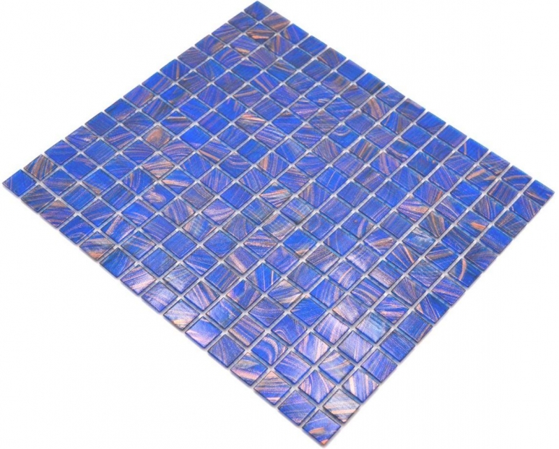 Motif main Mosaïque de verre Bleu Bleu signal Cuivre changeant MOS230-G17_m