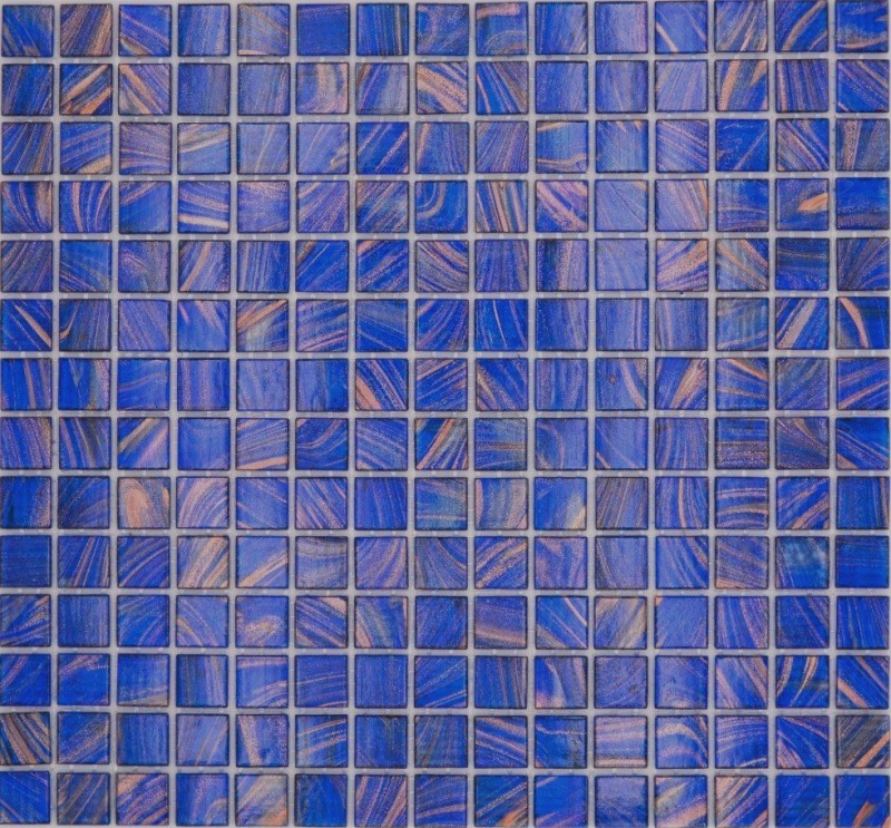Motif main Mosaïque de verre Bleu Bleu signal Cuivre changeant MOS230-G17_m