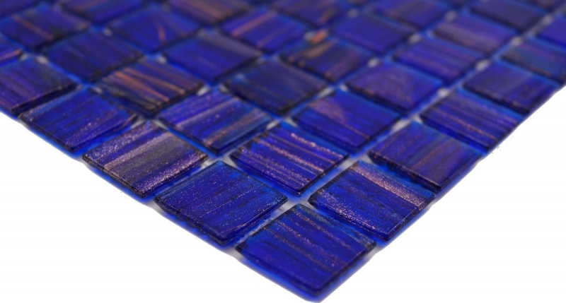 Motif manuel Mosaïque de verre Bleu foncé Bleu outremer Cuivre changeant MOS230-G19_m
