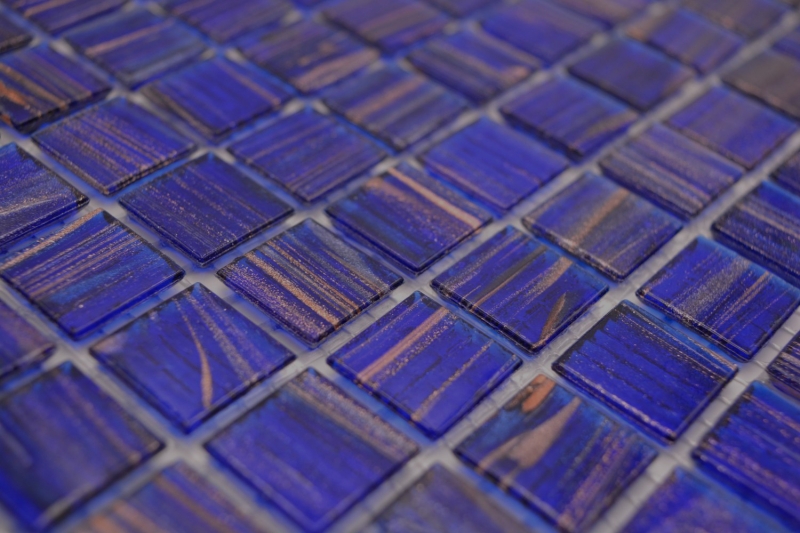 Motif manuel Mosaïque de verre Bleu foncé Bleu outremer Cuivre changeant MOS230-G19_m