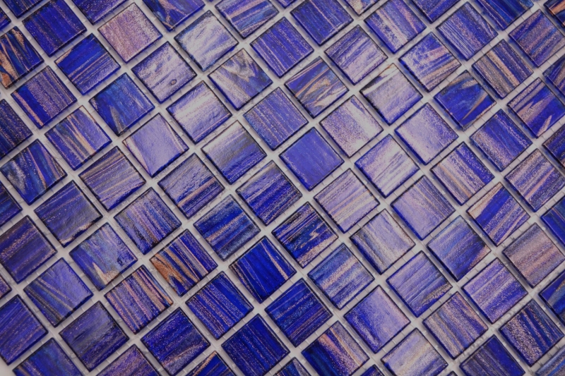 Motif manuel Mosaïque de verre Bleu foncé Bleu outremer Cuivre changeant MOS230-G19_m