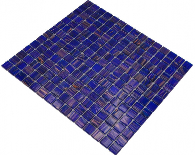 Motif manuel Mosaïque de verre Bleu foncé Bleu outremer Cuivre changeant MOS230-G19_m