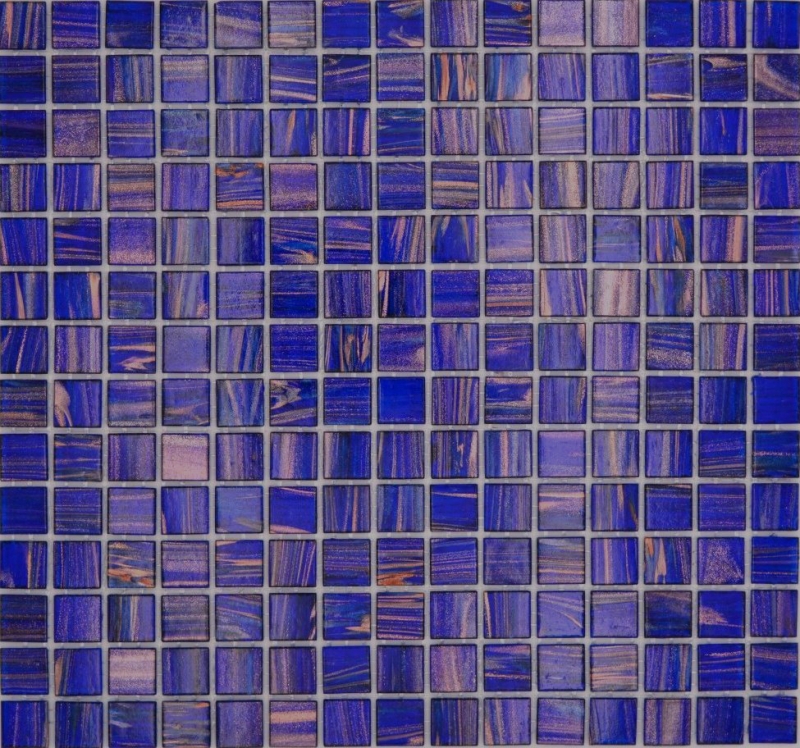 Motif manuel Mosaïque de verre Bleu foncé Bleu outremer Cuivre changeant MOS230-G19_m