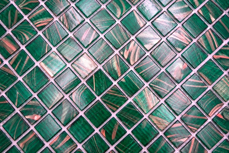 Motif manuel Mosaïque de verre Vert opale Cuivre changeant MOS230-G28_m