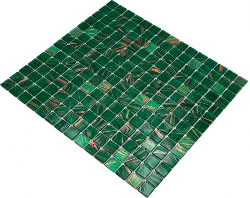 Motif manuel Mosaïque de verre Vert opale Cuivre changeant MOS230-G28_m