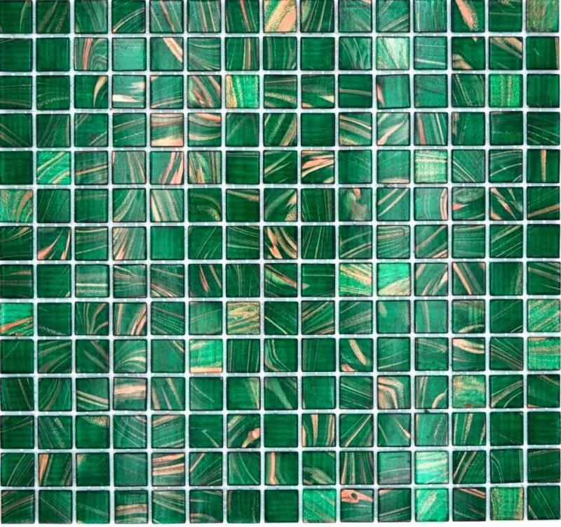 Motif manuel Mosaïque de verre Vert opale Cuivre changeant MOS230-G28_m