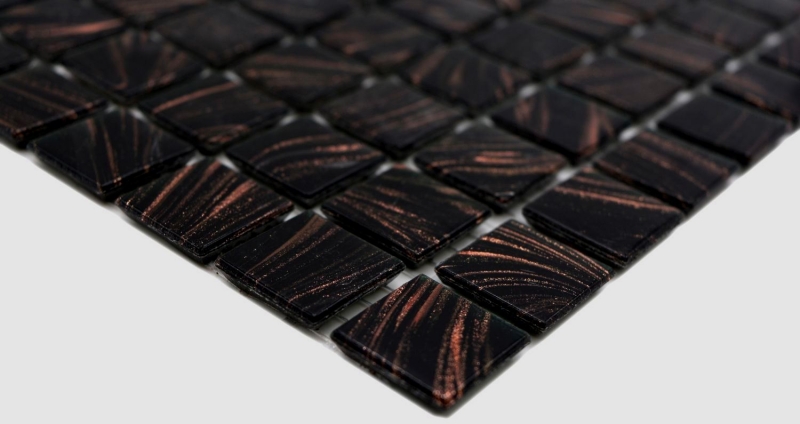 Échantillon manuel de mosaïque de verre Noir cuivre irisé MOS230-G49_m
