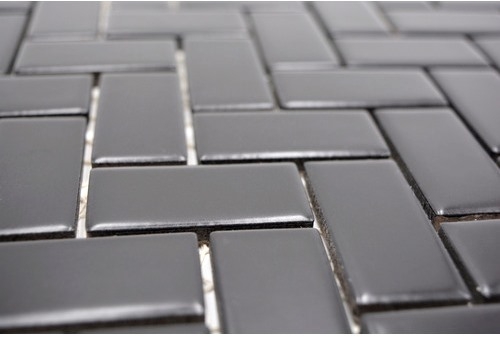 Carreau de mosaïque à chevrons Céramique noire mate MOS24-CHB06BM