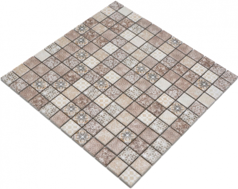 Jasba Pattern Mosaïque Céramique Grès beige-brun mat aspect rétro Cuisine Salle de bains Douche MOSJBPV01 1 tapis