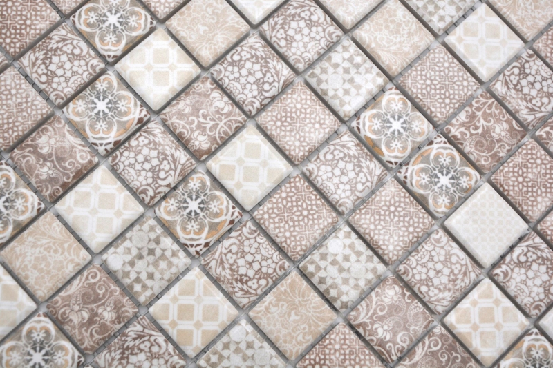 Jasba Pattern Mosaïque Céramique Grès beige-brun mat aspect rétro Cuisine Salle de bains Douche MOSJBPV01 1 tapis