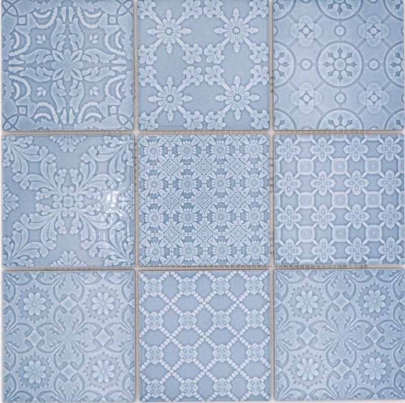 Jasba Clara mosaïque céramique grès bleu nordique brillant aspect rétro cuisine salle de bains douche MOSJBC135 1 tapis