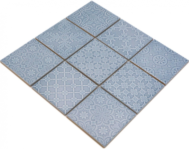 Jasba Clara mosaïque céramique grès bleu nordique brillant aspect rétro cuisine salle de bains douche MOSJBC135 1 tapis