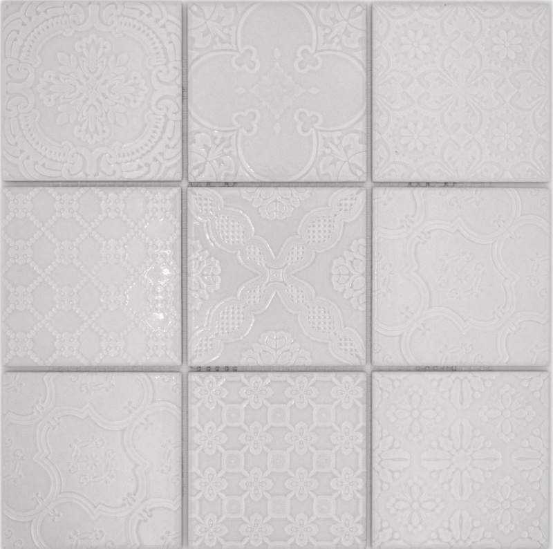 Jasba Clara Mosaïque Céramique grès paris grey brillant aspect rétro cuisine salle de bains douche MOSJBC138 1 tapis