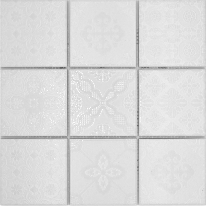 Jasba Clara mosaïque grès cérame iceland white brillant aspect rétro cuisine salle de bain douche MOSJBC139 1 tapis