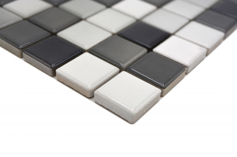 Jasba Agrob Buchtal Fresh Mosaïque Céramique Grès cérame white grey mix brillant Cuisine Salle de bains Douche MOSJBF221 1 tapis