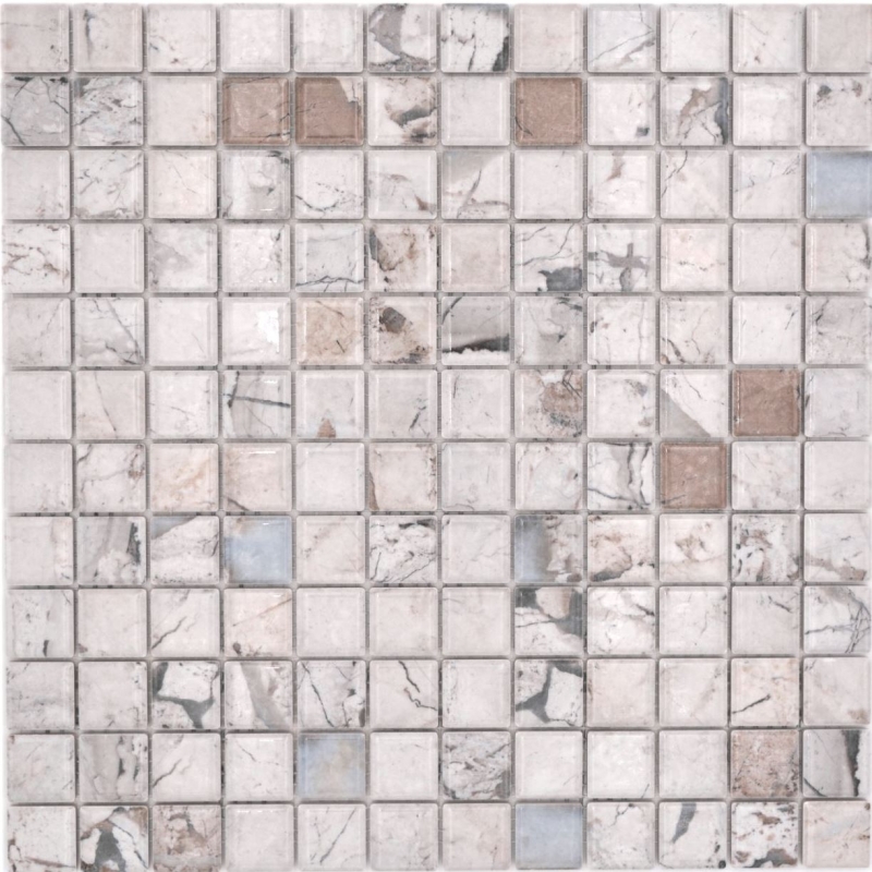 Jasba Agrob Buchtal Fresh Marble & More Mosaïque Céramique Grès illusion beige brillant Aspect mamelonné Cuisine Salle de bains Douche MOSJBMM18 1 tapis
