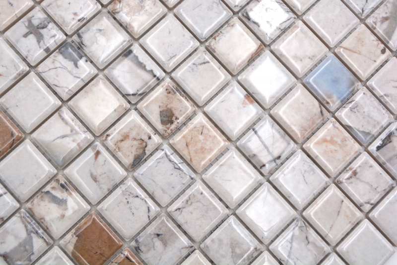 Jasba Agrob Buchtal Fresh Marble & More Mosaïque Céramique Grès illusion beige brillant Aspect mamelonné Cuisine Salle de bains Douche MOSJBMM18 1 tapis