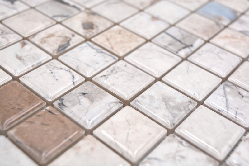 Jasba Agrob Buchtal Fresh Marble & More Mosaïque Céramique Grès illusion beige brillant Aspect mamelonné Cuisine Salle de bains Douche MOSJBMM18 1 tapis