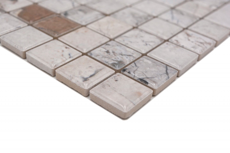 Jasba Agrob Buchtal Fresh Marble & More Mosaïque Céramique Grès illusion beige brillant Aspect mamelonné Cuisine Salle de bains Douche MOSJBMM18 1 tapis