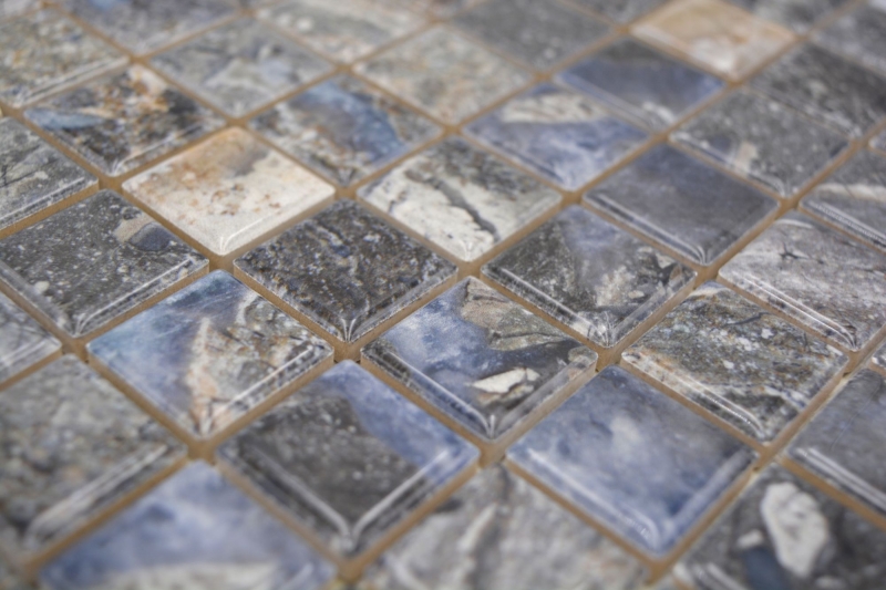 Jasba Agrob Buchtal Fresh Marble & More Mosaïque Céramique Grès illusion foncé brillant Aspect mamelonné Cuisine Salle de bains Douche MOSJBMM22 1 tapis