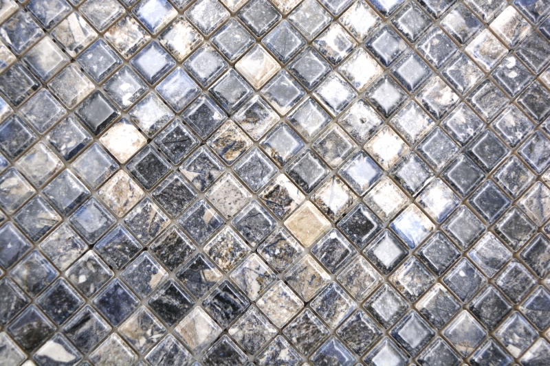 Jasba Agrob Buchtal Fresh Marble & More Mosaïque Céramique Grès illusion foncé brillant Aspect mamelonné Cuisine Salle de bains Douche MOSJBMM28 1 tapis