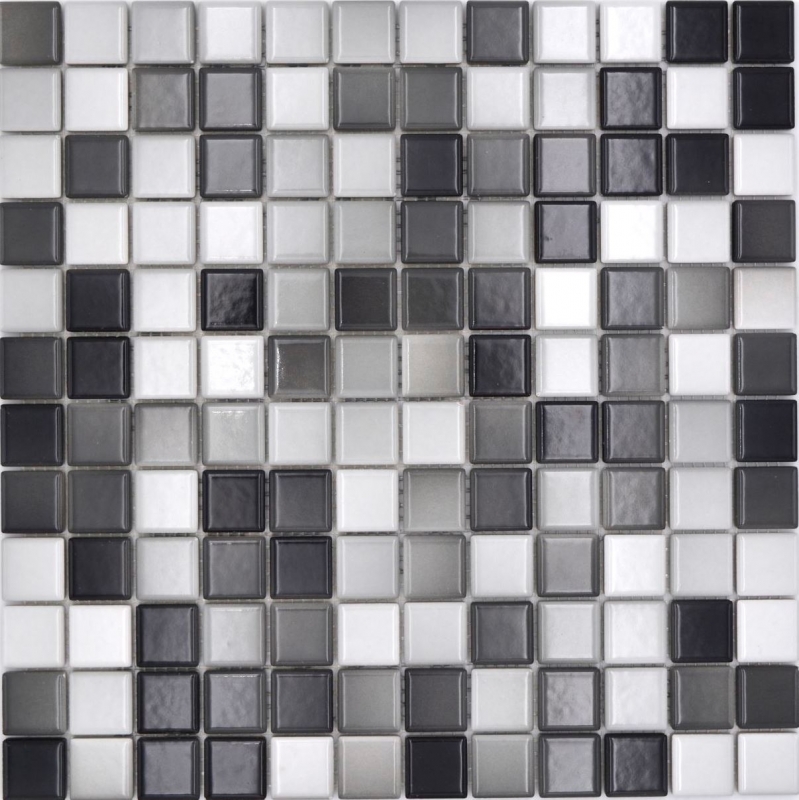Céramique Carreaux de mosaïque Jasba white grey mix brillant n.d. mur de cuisine carreau de salle de bain mur de douche / 10 tapis de mosaïque