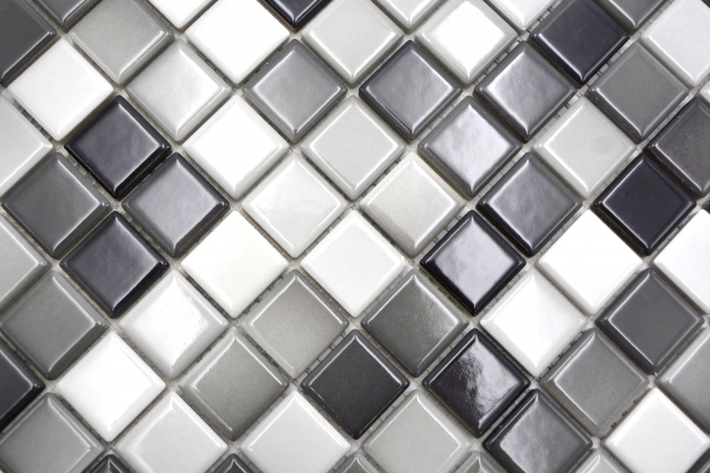 Céramique Carreaux de mosaïque Jasba white grey mix brillant n.d. mur de cuisine carreau de salle de bain mur de douche / 10 tapis de mosaïque