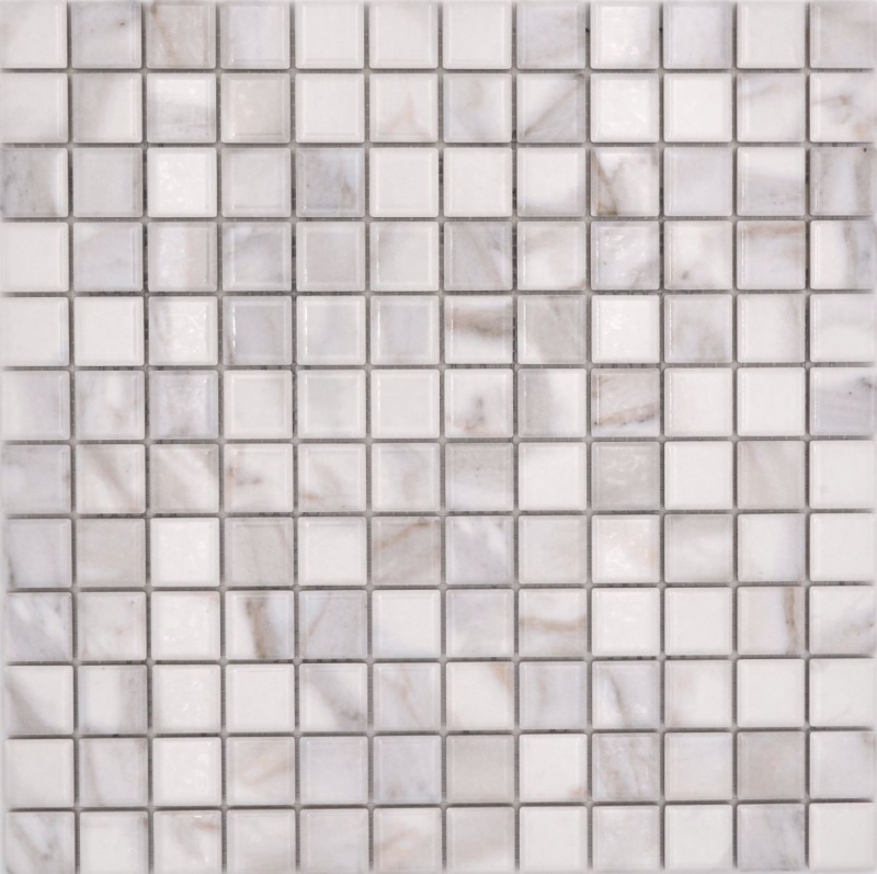 Céramique Carreaux de mosaïque Jasba carrara optique white brillant Mamoroptik mur de cuisine Carreaux de salle de bains Mur de douche / 10 tapis de mosaïque