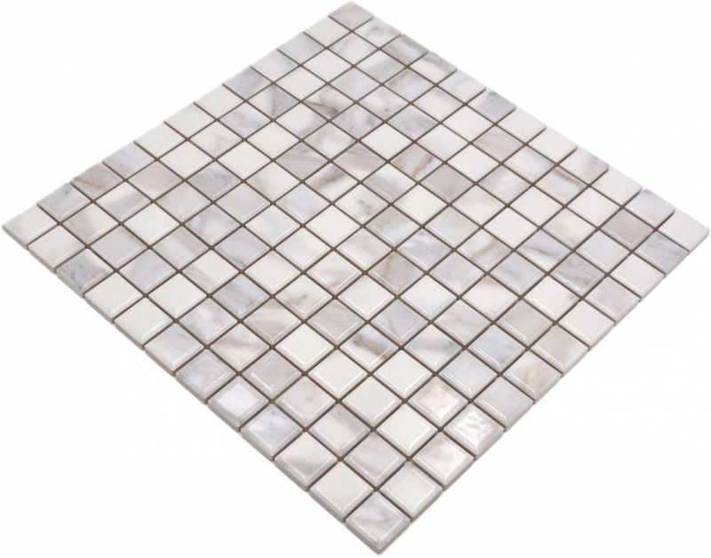 Céramique Carreaux de mosaïque Jasba carrara optique white brillant Mamoroptik mur de cuisine Carreaux de salle de bains Mur de douche / 10 tapis de mosaïque