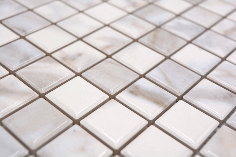 Céramique Carreaux de mosaïque Jasba carrara optique white brillant Mamoroptik mur de cuisine Carreaux de salle de bains Mur de douche / 10 tapis de mosaïque