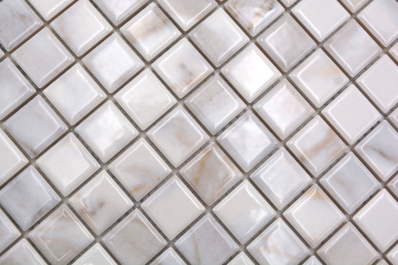 Céramique Carreaux de mosaïque Jasba carrara optique white brillant Mamoroptik mur de cuisine Carreaux de salle de bains Mur de douche / 10 tapis de mosaïque