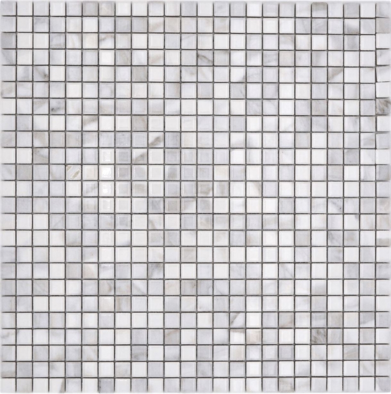 Céramique Carreaux de mosaïque Jasba carrara optique white brillant Mamoroptik mur de cuisine Carreaux de salle de bains Mur de douche / 10 tapis de mosaïque